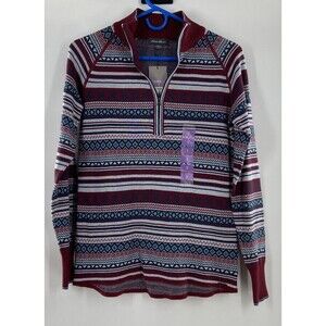 Eddie Bauer Long Sleeve Fleece Pullover Sweater Womens Small 1/2 Zip Fair Isle